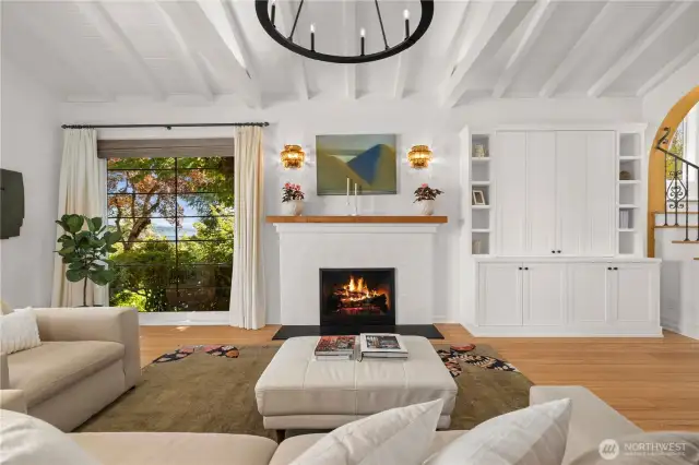 Custom built cabinetry is great for storage and hides your tv.