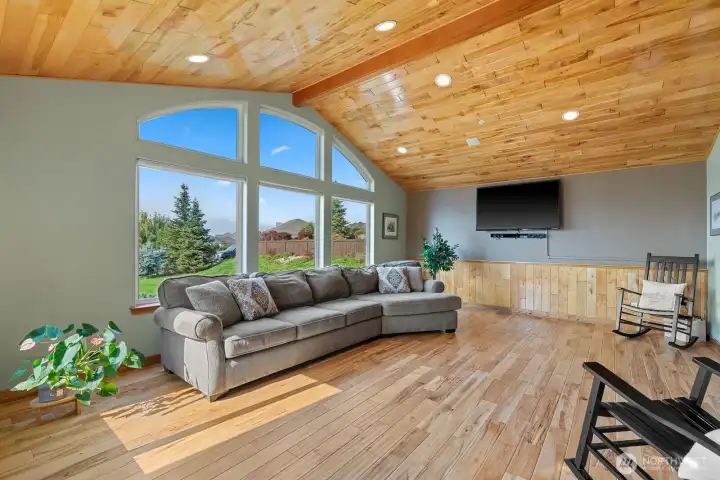 Living Room has large windows