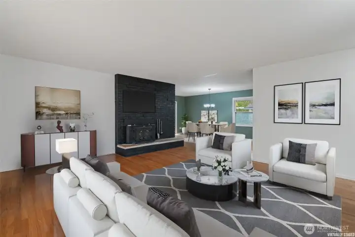 Virtually staged living room photo 2