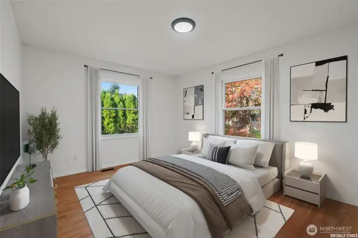 Virtually staged Primary Bedroom