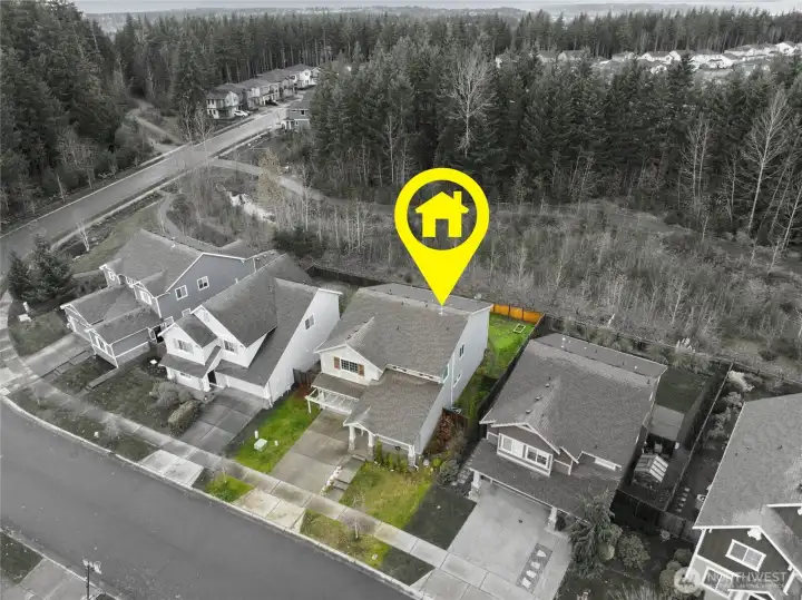 Isn't this a cool picture! There is a green belt and walking trail behind the house~~