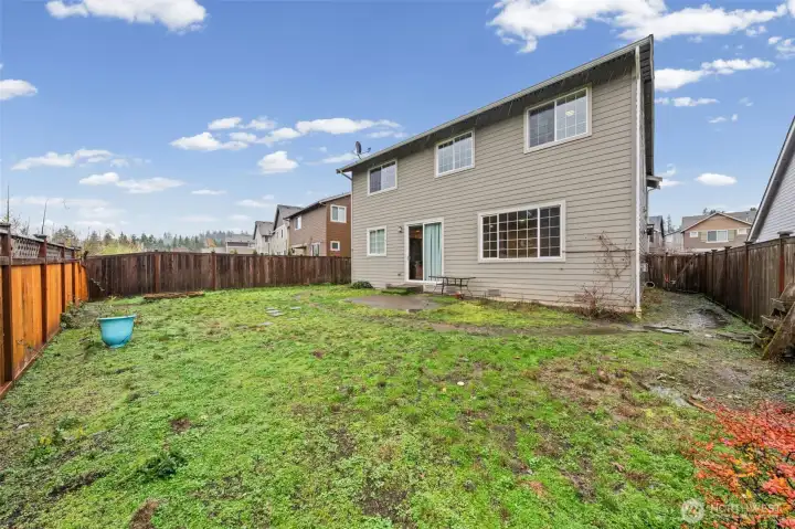 Back yard is fully fenced~