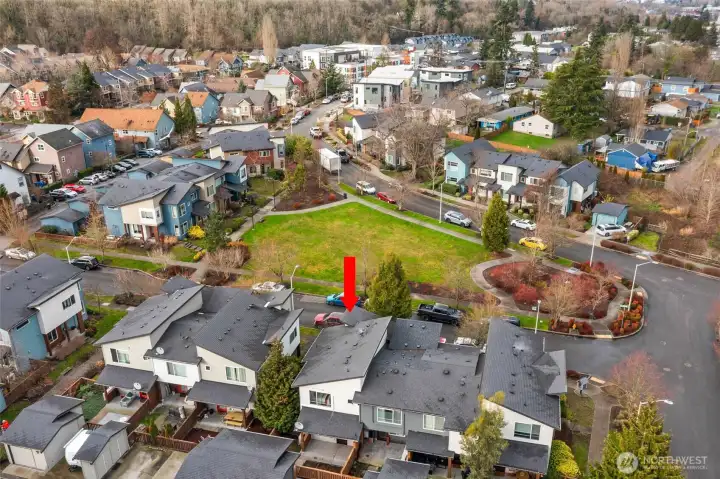 Aerial view looking north.