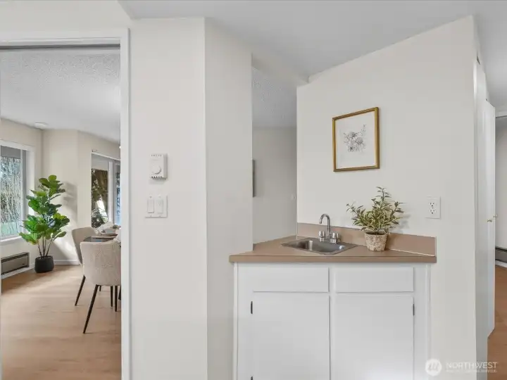 The bar sink is perfect for entertaining.