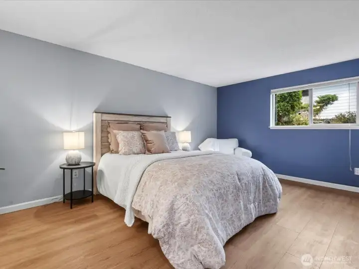 Primary bedroom has a large double closet.