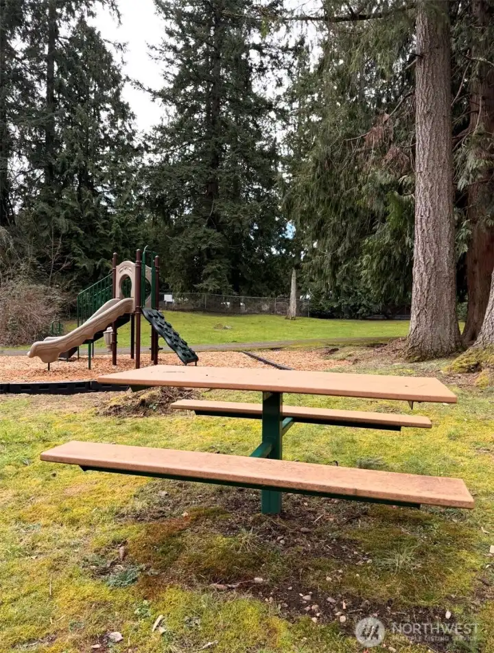 Picnic table in private park