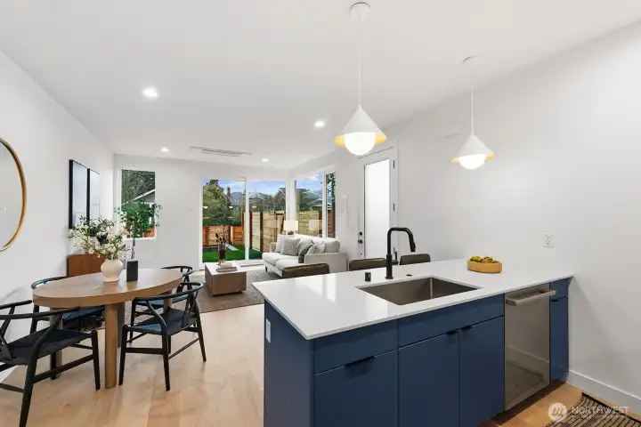 The main level has large windows and a huge slider, letting in ample natural light.