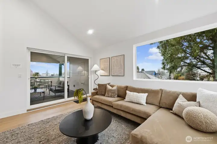 The covered deck is a rare outdoor space.