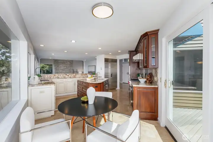 Breakfast nook with sound views and walks out through the slider to the south facing deck that has great sun exposure.