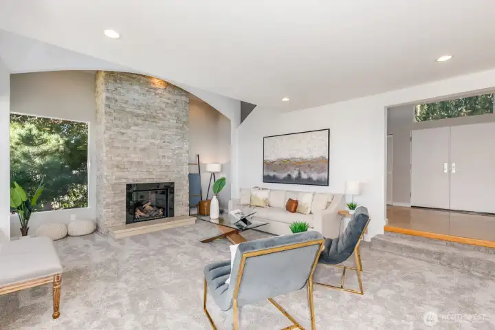 Cozy up to fireplace with your favorite book and glass of wine.