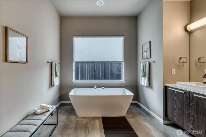 Relax your cares away in this large comfortable soaking tub.