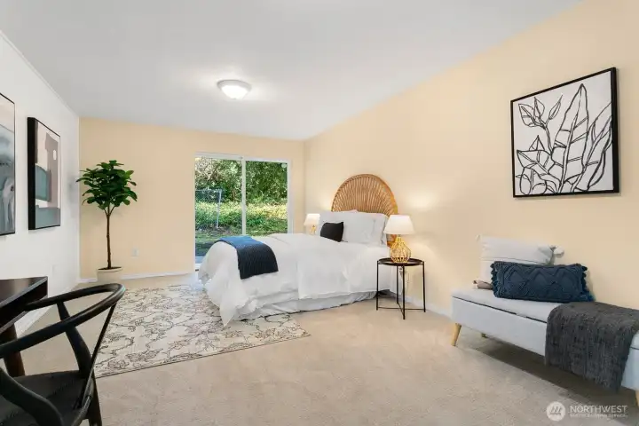 Bedroom 4 is Large with sliding glass doors and space for an office