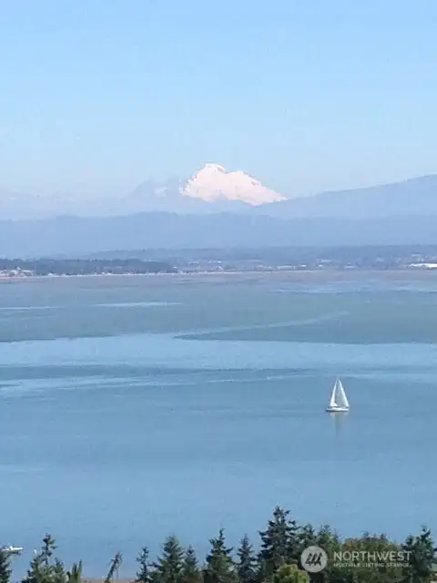 View of Mt Baker & Port Susan Bay (Puget Sound) from deck.