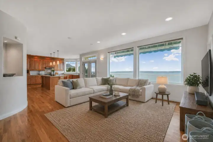 Family room virtually staged.