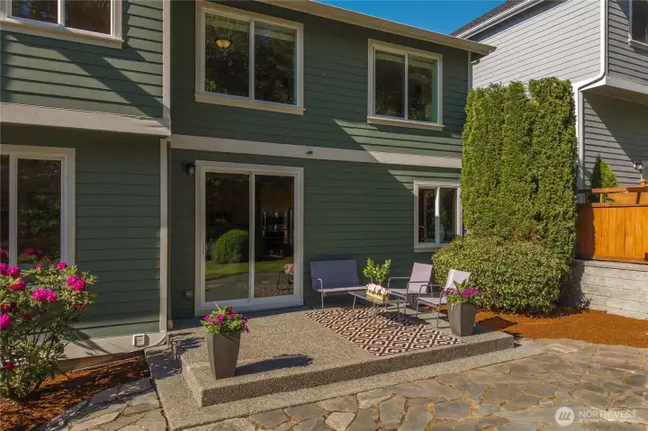 Private patio in the back yard perfect for relaxing and gathering