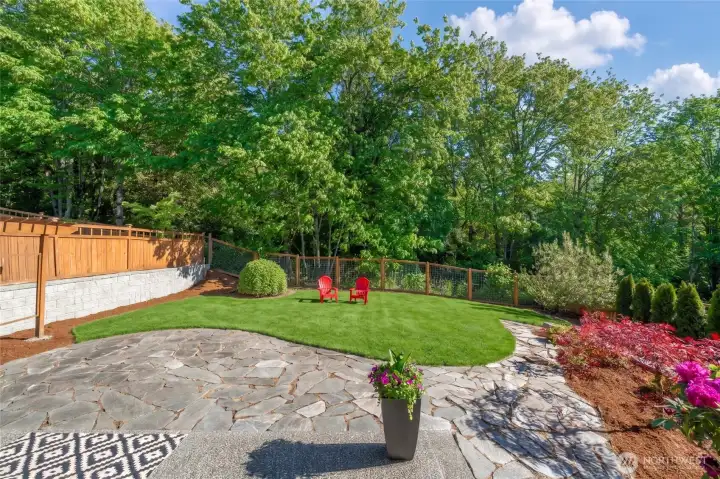 Professionally designed backyard with beautiful parvers