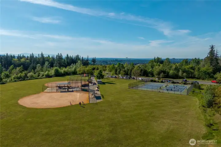 Nearby park with sports court