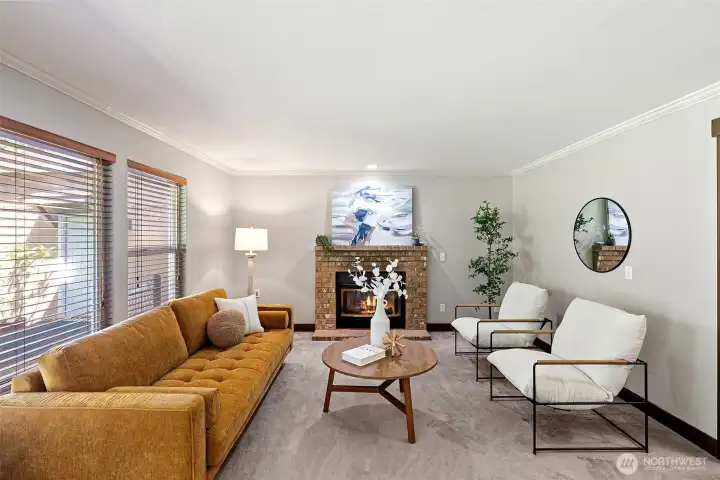 This gathering place is perfect for conversation, and the gas fireplace helps keep things cozy on chilly PNW days/evening.