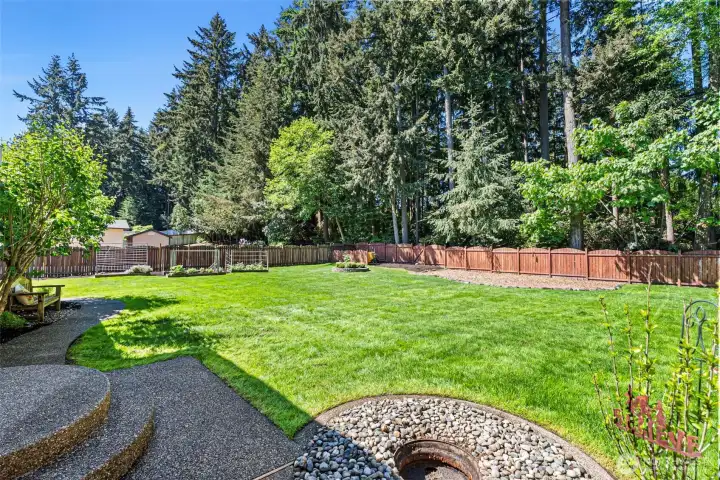 This home is situated on a level .40 acre lot. There is plenty of level area for kicking balls, playing croquet or volleyball, or picnicking on a beautiful day. The lot provides a versatile outdoor space perfect for various recreational activities and enjoying the great outdoors.