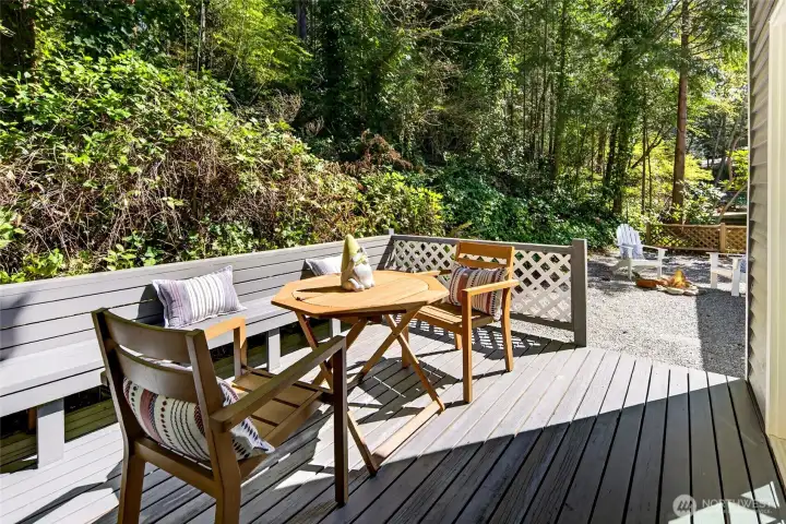 Outdoor living right off of the kitchen with french doors.