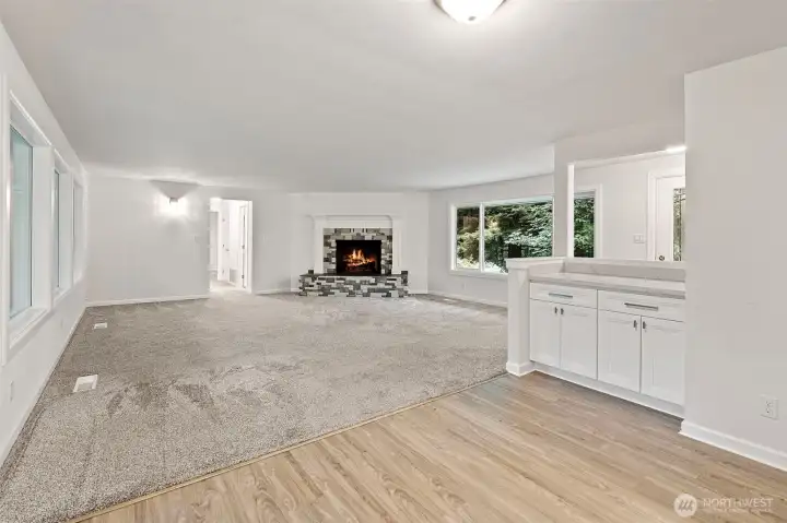 Dining room looking into living room.
