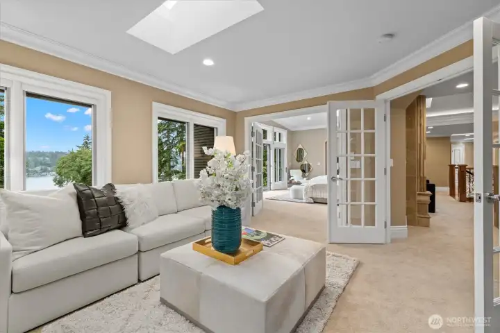 The sky-lit en-suite sitting area would also make an ideal office or nursery. The sky-lit en-suite sitting area would also make an ideal office or nursery.