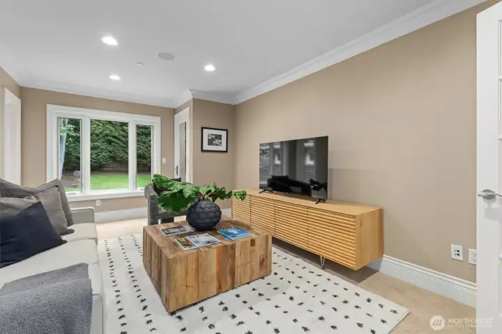 This upper bonus room/den offers extra flex space for a lounge, arts/crafts, homework, or games. This upper bonus room/den offers extra flex space for a lounge, arts/crafts, homework, or games.