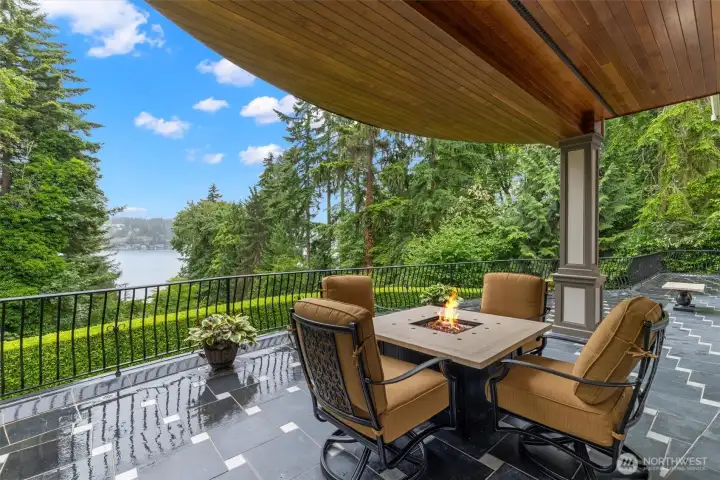 A covered area on the main deck allows for year-round enjoyment. A covered area on the main deck allows for year-round enjoyment.