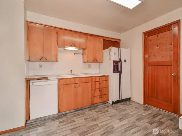 The door leads you out to the deck.