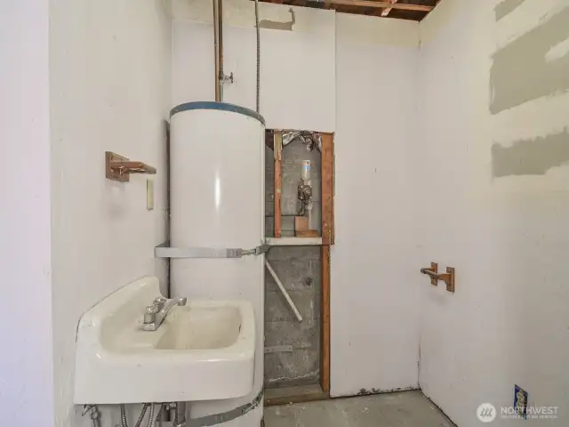 Water heater in the basement.