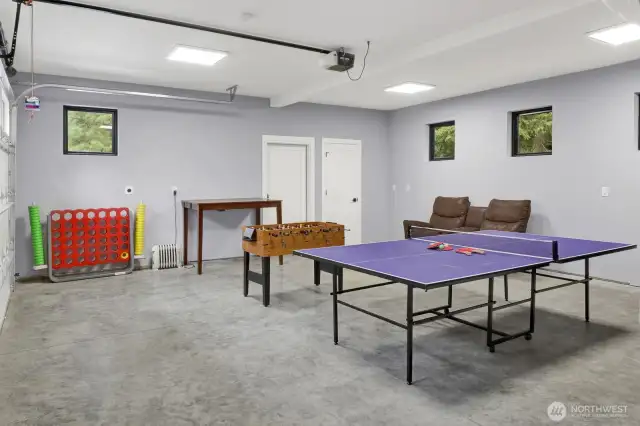 Garage, games & extra storage room.