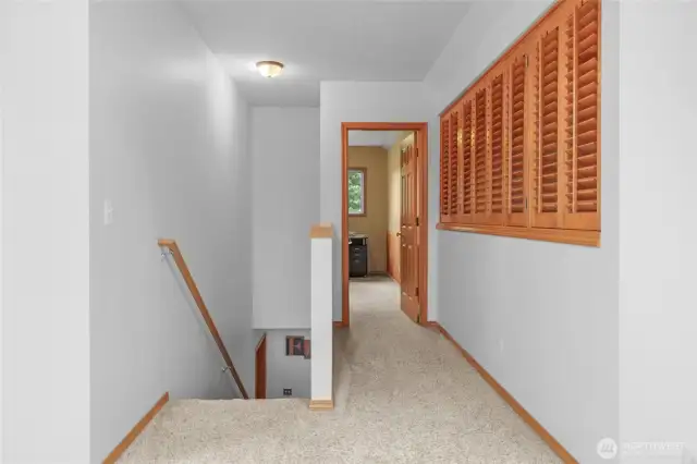 This home boasts a beautiful bonus area. It’s located above the garage and provides an office/den that’s ideal for working from home.