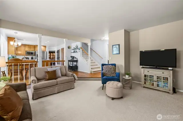 Connected conversational hub for your gatherings. Second staircase to upper level.