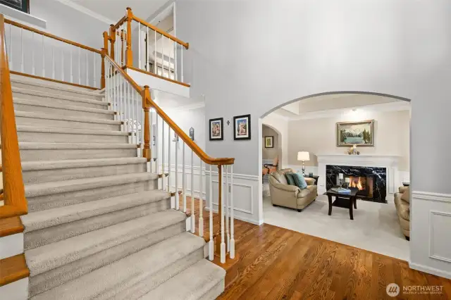 Dual stair cases to upper level.