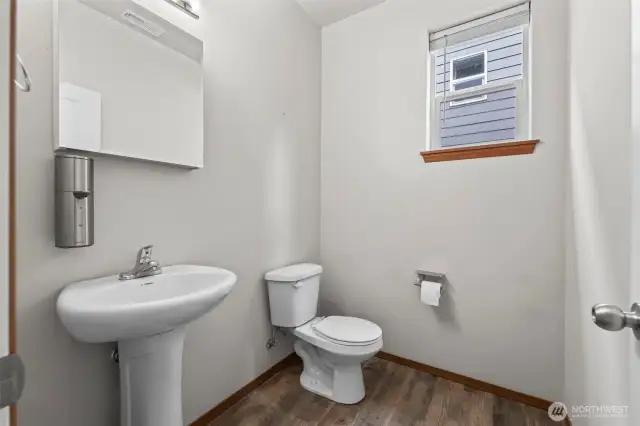 Powder room on the lower level