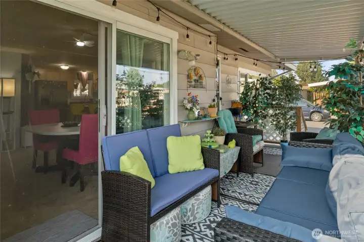 Your front porch oasis! Access off your family room and two sets of stairs to the front of your home and back yard area.