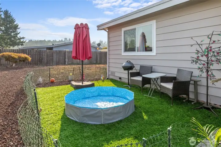 Area right off front porch and connecting to your massive back and side yards. Make it your own extra oasis area!