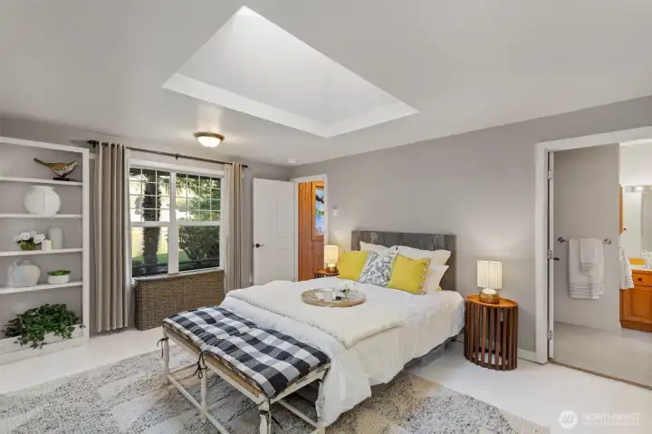 Updated interior doors and trim complement the soothing paint scheme.