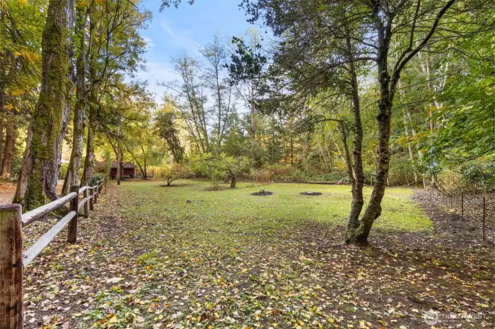 Fenced pasture area is ready for your friends with hooves!