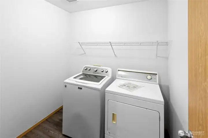 Laundry on upper level with bedrooms