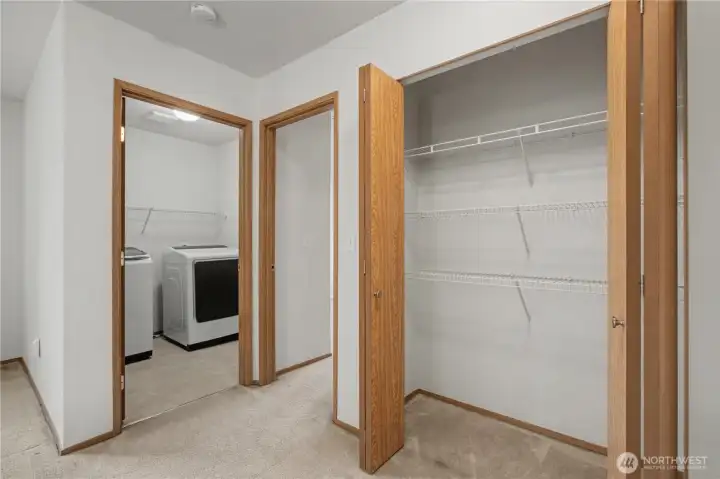 Laundry room is upstairs, where the clothes are!