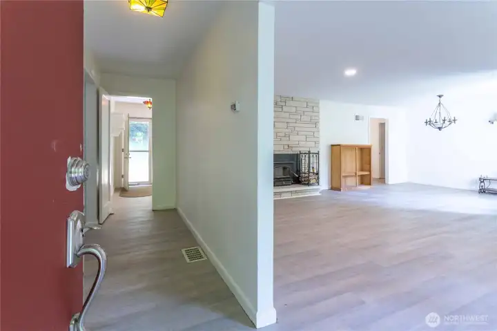 Entry way to hallway and living room
