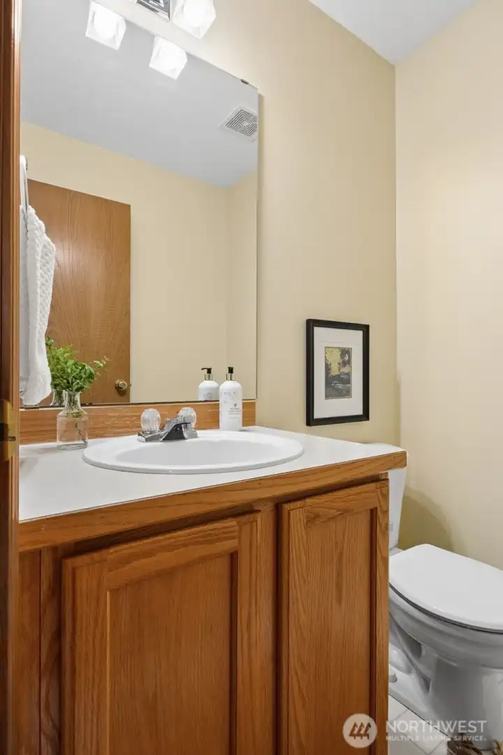 Powder bathroom on main floor, convenient for guests