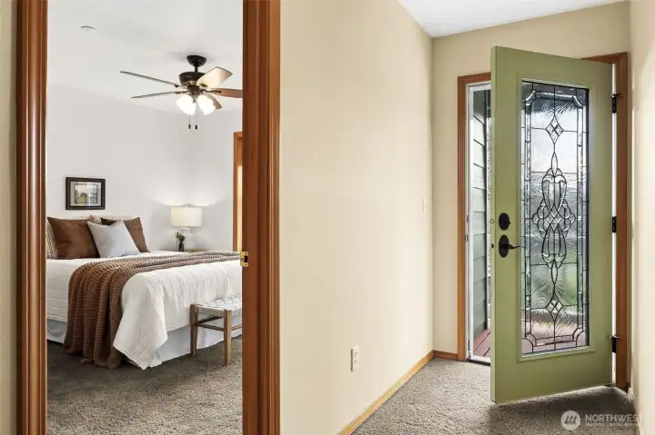 Door to upper gallery balcony has been relocated for better functionality.