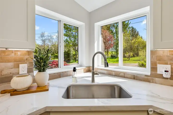 Corner sink with view!