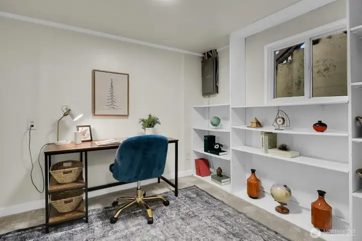 Dedicated workspace nook perfect for remote work, studying, creative projects, or additional flex living space. Dedicated workspace nook perfect for remote work, studying, creative projects, or additional flex living space.