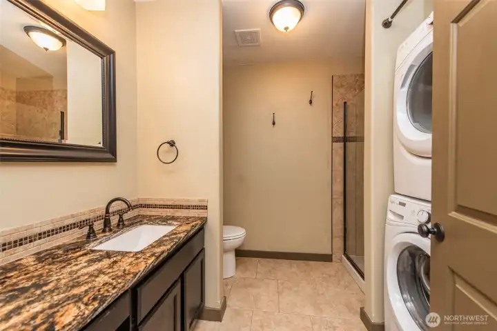 Downstairs guest bath and laundry Downstairs guest bath and laundry