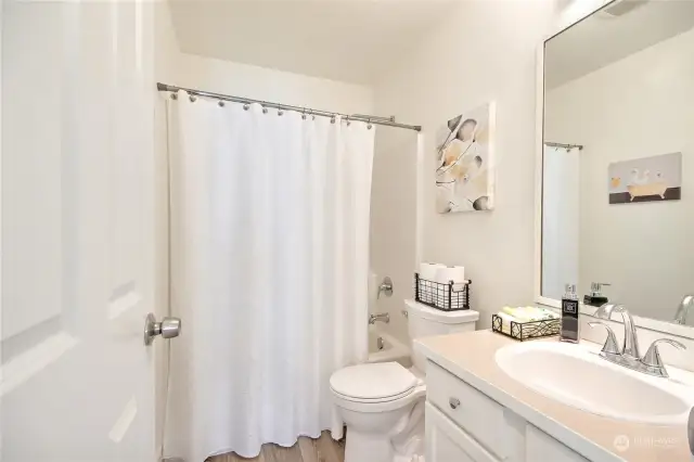 Hall bathroom with newer fixtures, flooring,toilets, faucet, light & more