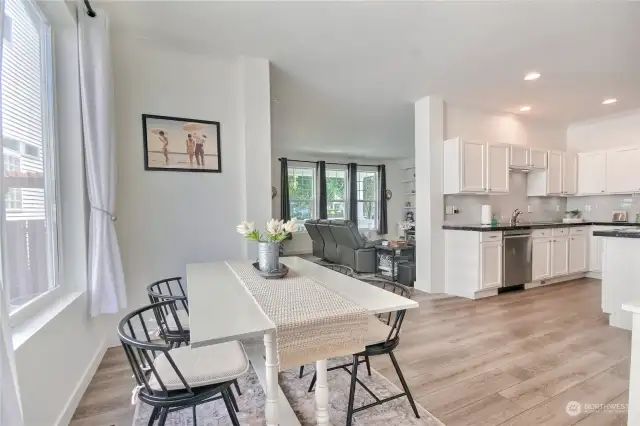 Kitchen & big dining area just off the living room