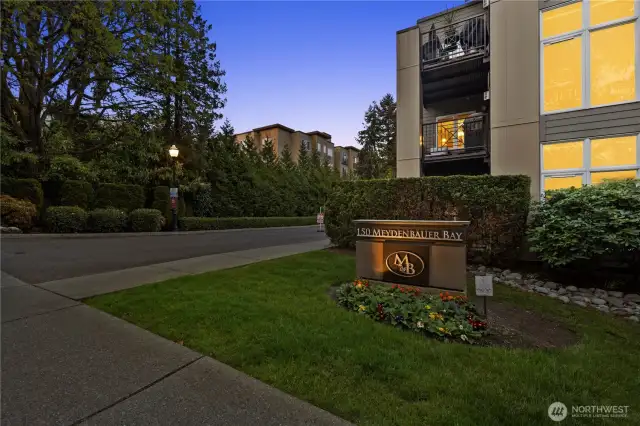 A welcoming landmark—Meydenbauer Bay just steps away, connecting you to serene waterfront trails and the heart of Bellevue living.